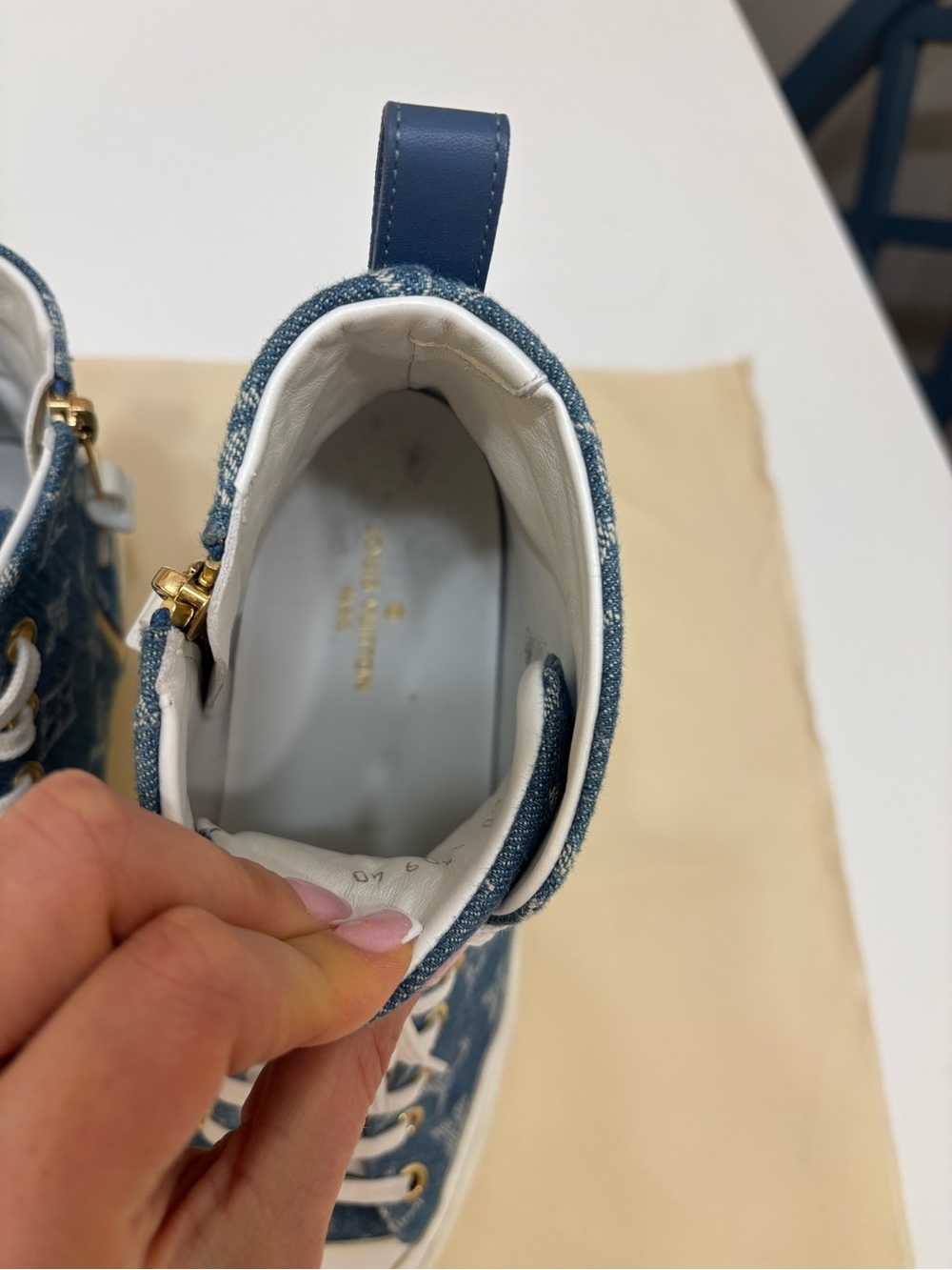 🔵 Louis Vuitton Stellar Sneaker Boot – Monogram Denim High-Top - Picture 10 of 12
